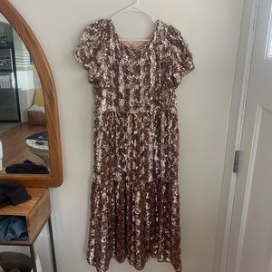 GOLD ANTHROPOLOGIE / MAEVE SEQUIN DRESS (S)